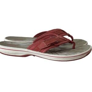Clarks Collection Women's 9 Flip Flops Comfort Sandals Pink Adjustable Strap